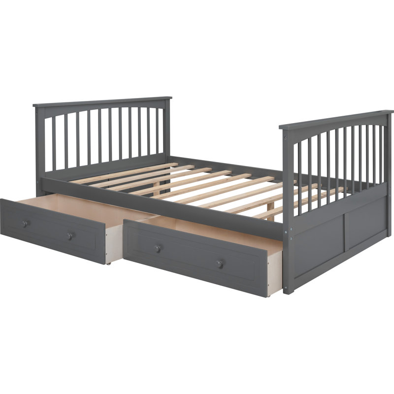 Brianca Kids Bunk Bed with Drawers, Gray, Full Over Full