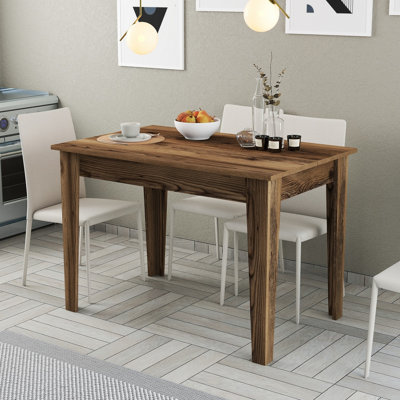 Élégante table de cuisine en noyer de 43,3 po x 29,5 po x 29,5 po | 100% panneau de particules enduit de mélamine avec pieds en carton, épaisseur: 0,7 pouce | Conception traditionnelle de couleur unie, parfaite pour les espaces de salle à manger et de rassemblement, durable et élégante