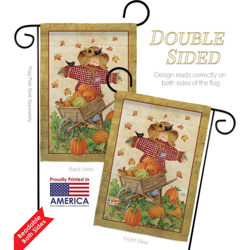 Drapeau de jardin en polyester 18,5 x 13 po Scarecrow