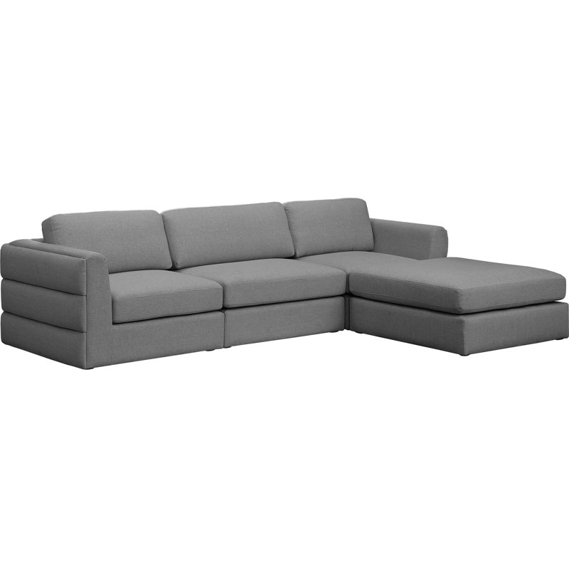 Canapé modulaire réversible de 114 po de largeur Howardine, Tissu gris texturé en lin