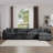Corduroy Sofa with 1 Footrest-102038581-111793770