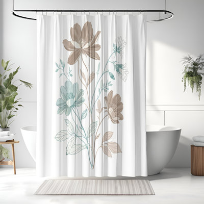 Rideau de douche avec tapis de bain