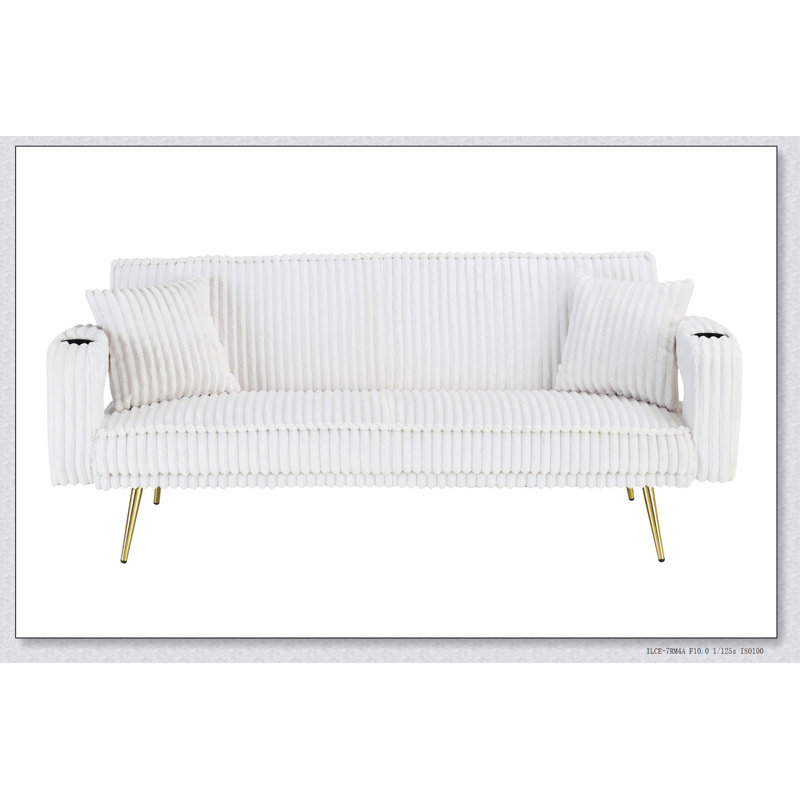 Canapé minimaliste en velours côtelé avec coussins décoratifs pour le confort et le style dans le salon et le bureau