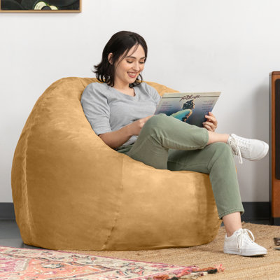  Basics 4 Foot Large Adult Bean Bag Chair, Oversized With Filler, Beige