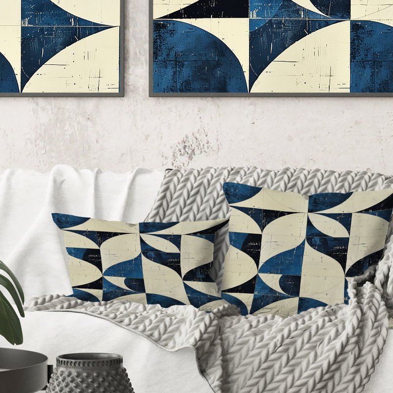Coussin ivoire Midcentury Shapes II - Midcentury, H 16 po x l 16 po