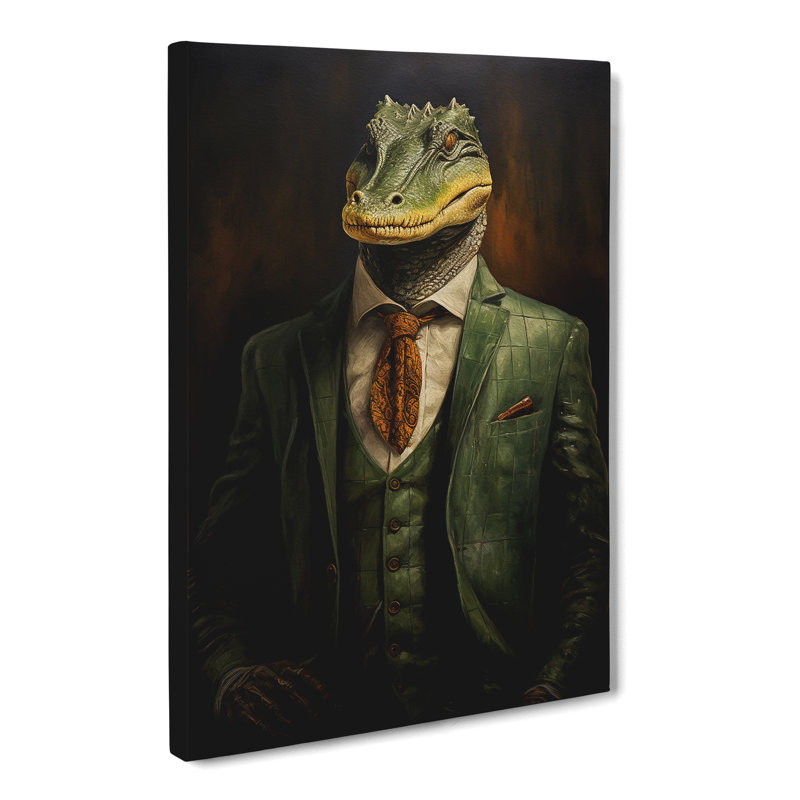 Alligator In A Suit No.3 - No Frame Print, 50cm H x 35cm W x 3cm D