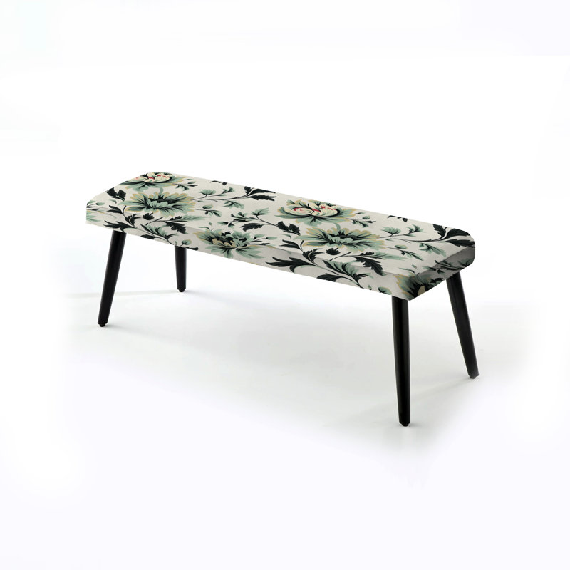 Banc noir rembourré damassé Green Sleek Harmony Harmony