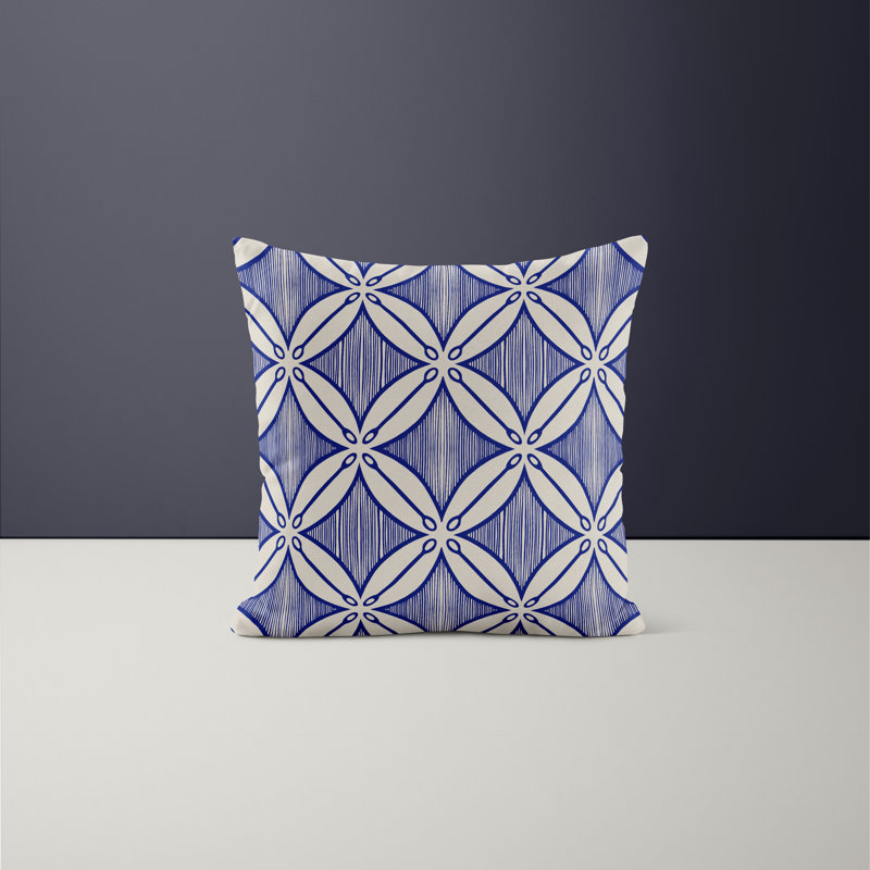 Jeté carré en polyester intérieur / extérieur, L 17 po x H 17 po, Bleu marine