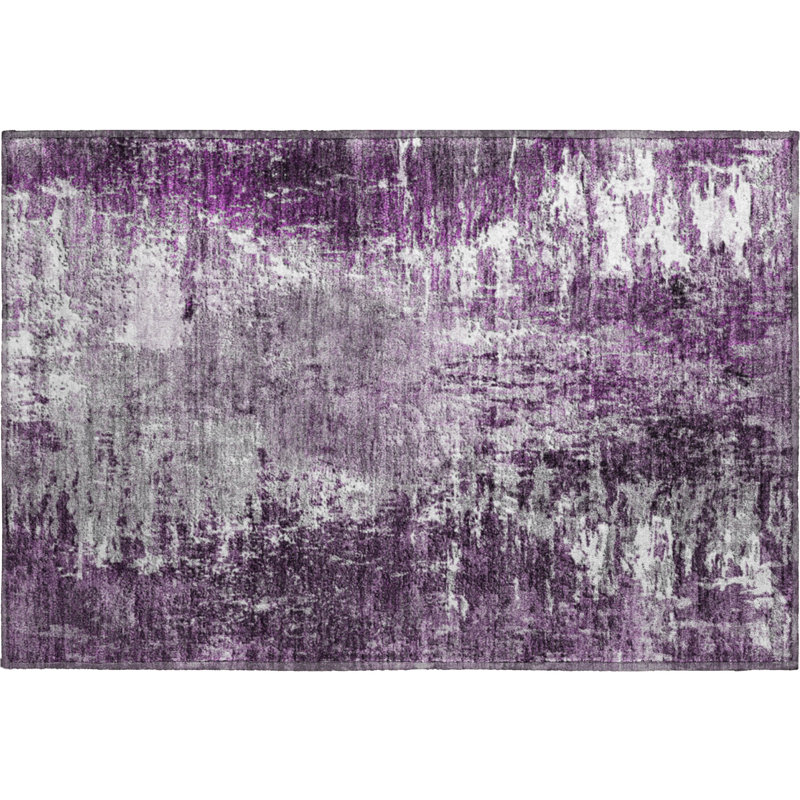 Premium Machine Washable Prisco Eggplant Rug, Rectangle 1'8" x 2'6"