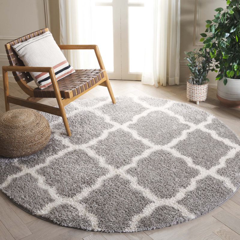 Danesh Tahoe Shag Performance Geometric Rug, Round 6'7"