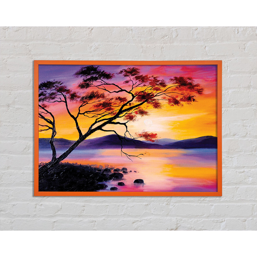 Sunset Lake Tree - Einzelner Bilderrahmen Kunstdrucke