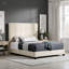 Grand lit plateforme tapissier capitonné beige