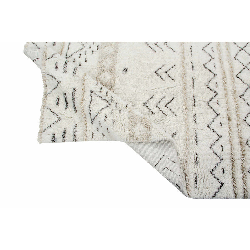 Bohemian Classics Hand Tufted Wool Moroccan Area Rug in Natural/Almond Frost/Sandstone, Rectangle 5'7" x 8'