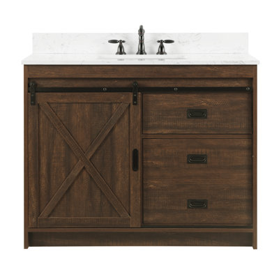 Jillian 42'' Free-standing Single Bathroom Vanity with Engineered Stone Vanity Top