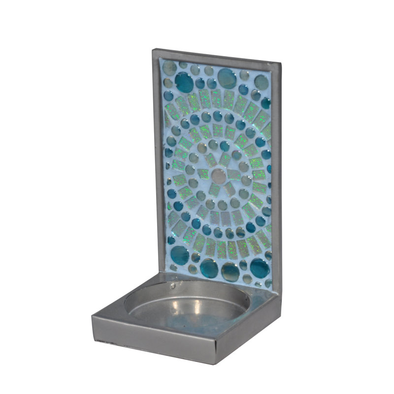 Sea Bubbles Tranquil Tones Mosaic Art Glass Votive Candle Holder