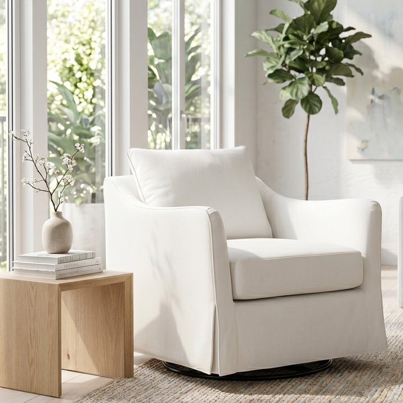 Moody Slipcover Swivel Armchair