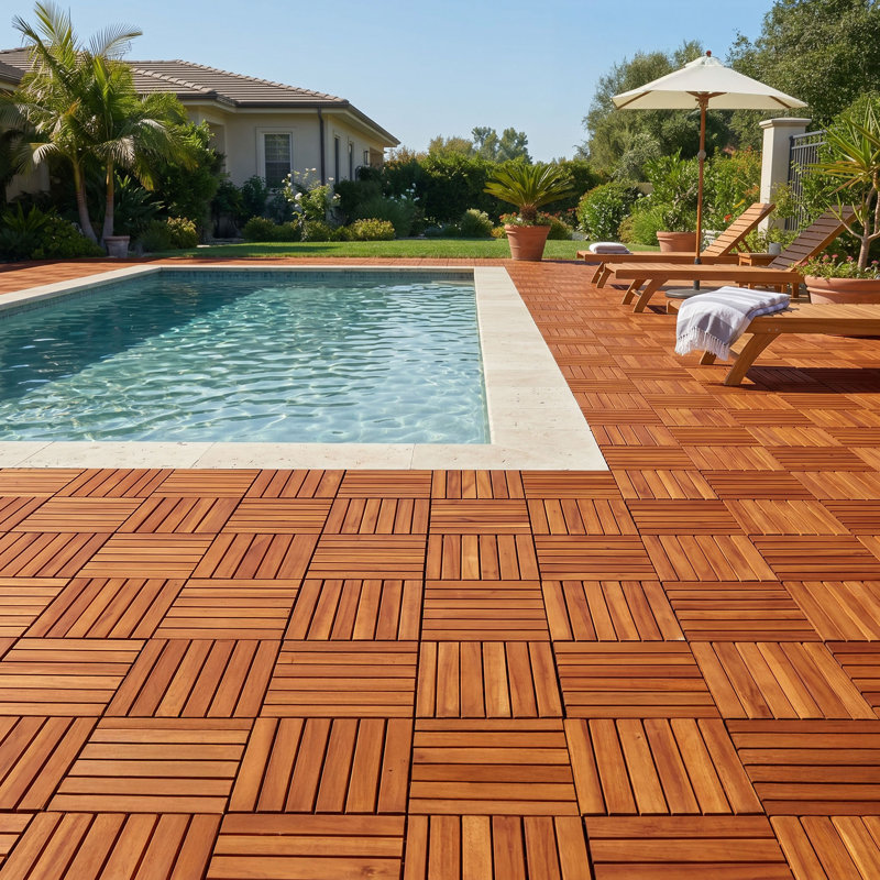 Tranquillo Set 27 Premium Deck Tiles - Striped Pattern - Natural, Natural, 27 Pieces