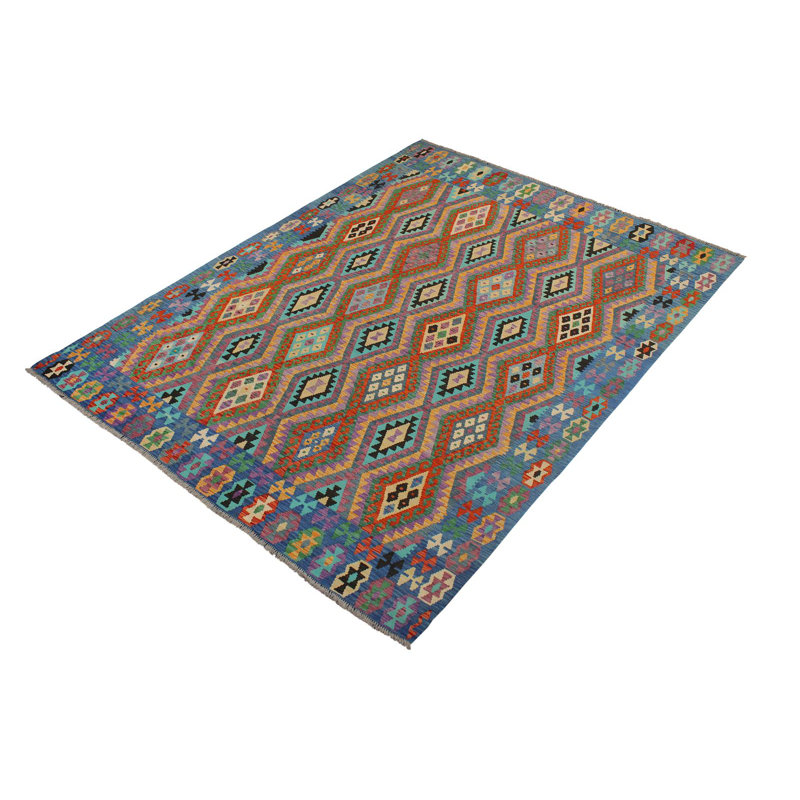 Tapis rouge / vert en laine noué à la main 2 pi 9 po x 3 pi 4 po Cedorah Southwestern
