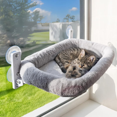 Cat Window Perch with Washable Cushion & Strong Suction – Stable & Cozy Cat Hammock for Window