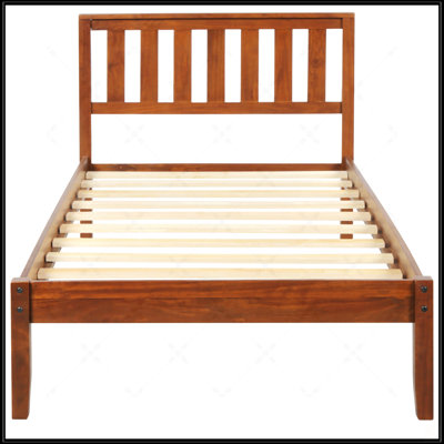 Wood Platform Bed With Headboard/Wood Slat Support