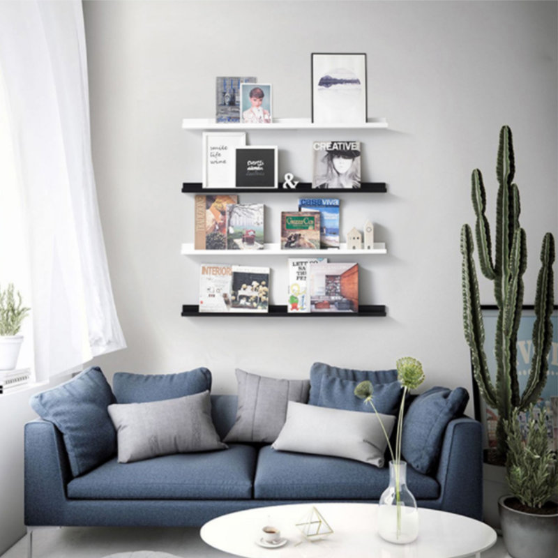 Étagère H 2,36 po x l 23,62 po x P 2,76 po, H 2,36 po x l 45,28 po x P 2,76 po, Blanc