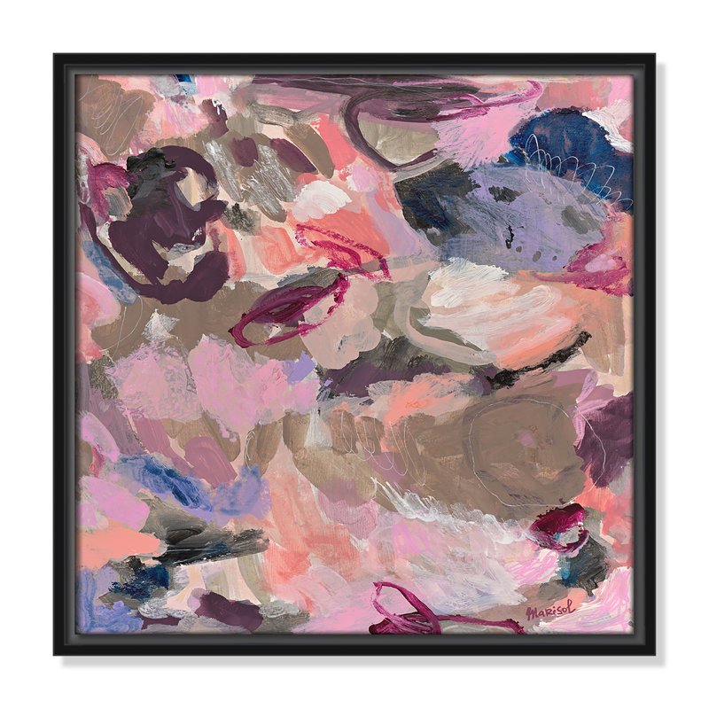 «Vineyard Evening Square» par Marisol Evora, Noir, H 17,5 po x l 17,5 po