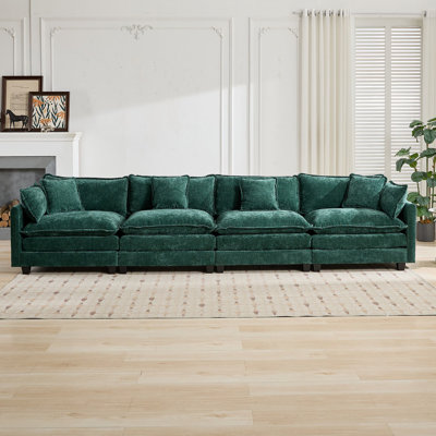 Canapé modulaire Cloud à 4 places Cloud avec coussins double couche et revêtement en chenille respirant pour le salon ou un appartement.