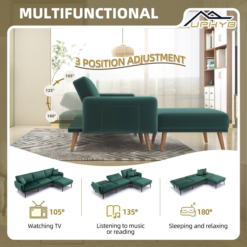 Canapé modulaire en velours Windale, Velours vert foncé