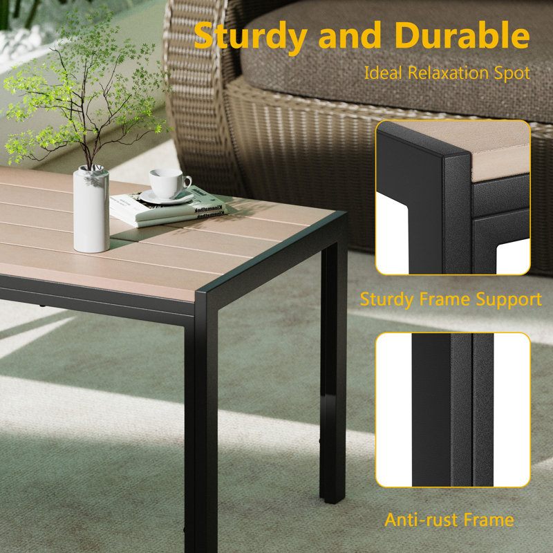 Table basse de patio rectangulaire, Brun