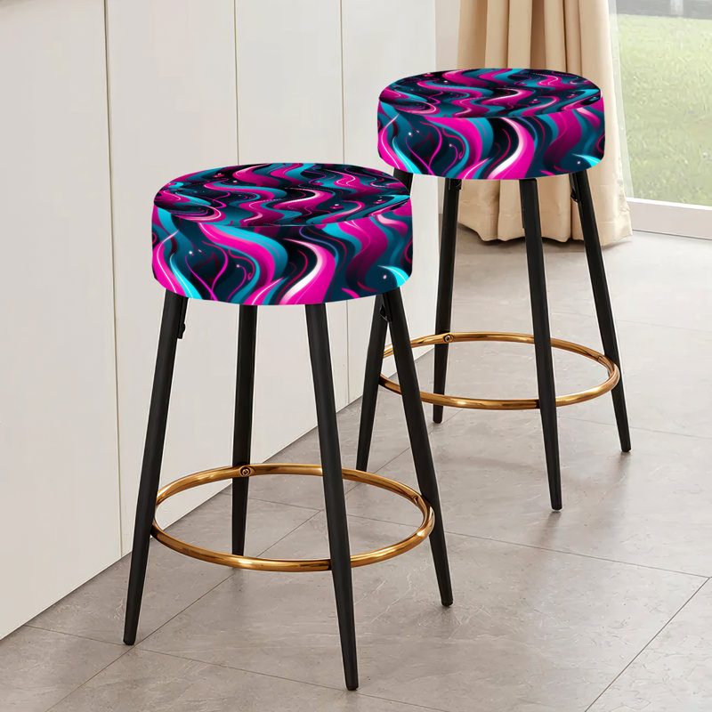Ensemble de 2 tabourets de bar géométriques roses et bleus