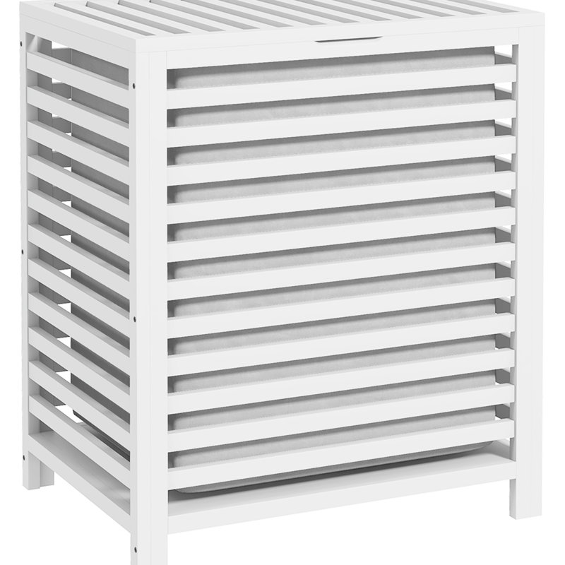 Laundry Hamper With Cover And Detachable Liner, 19.75X14.25X23.5 Inches, White, Space For Neat White Tidy Clothes Storage