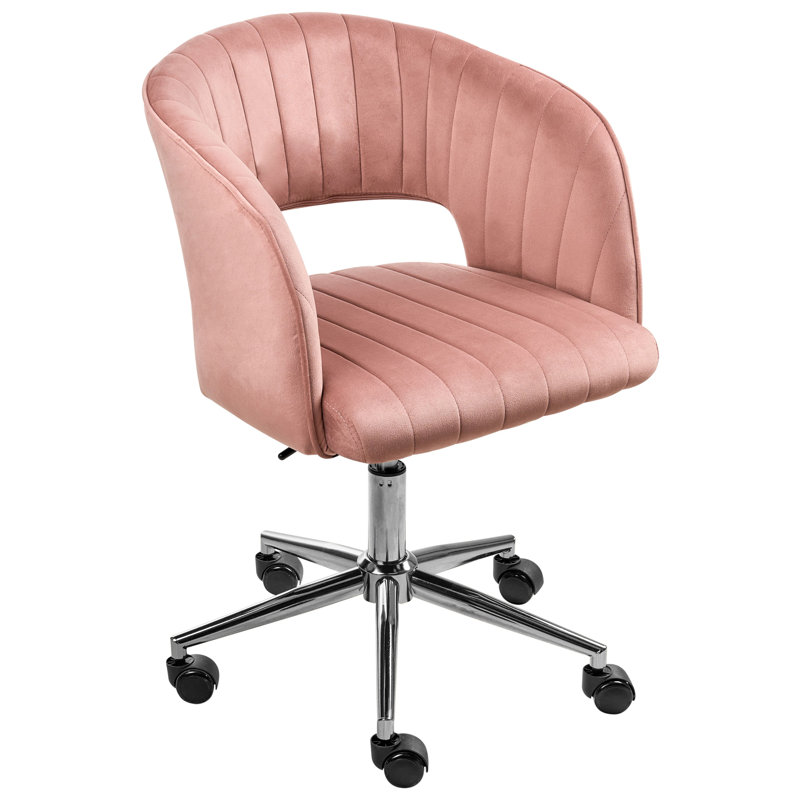 Office Chair, Silver, Pink, Velvet