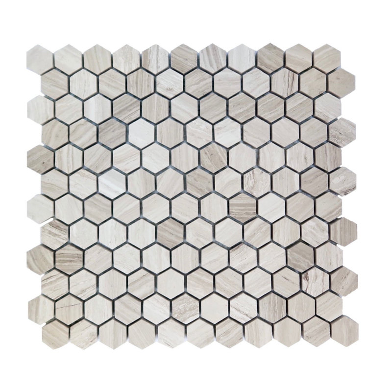 White Oak Marble 1" Hexagon Mosaic