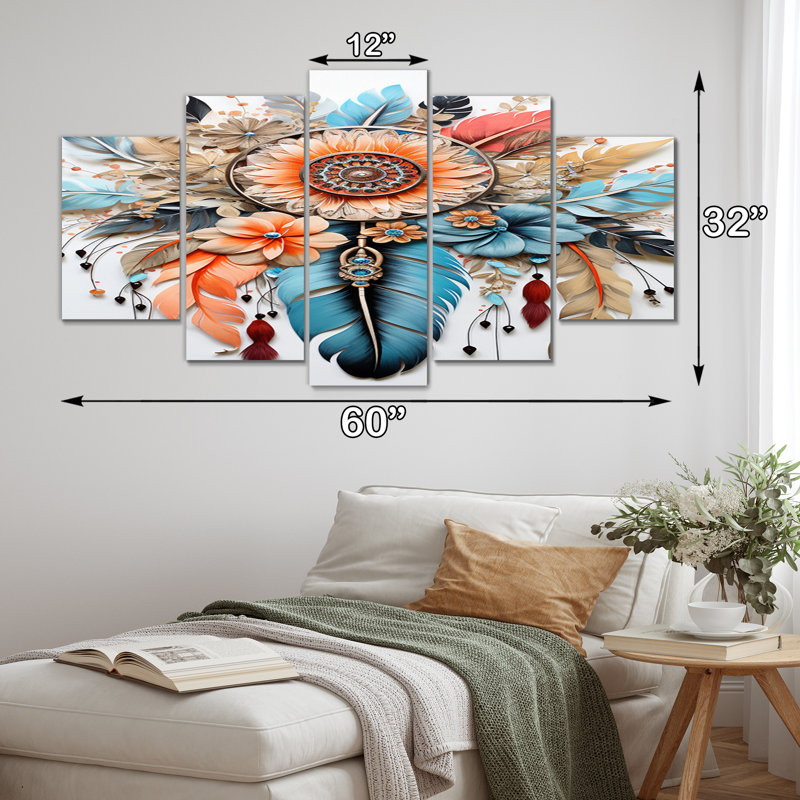 Axton - art mural toile Dream Catcher - 5 panneaux