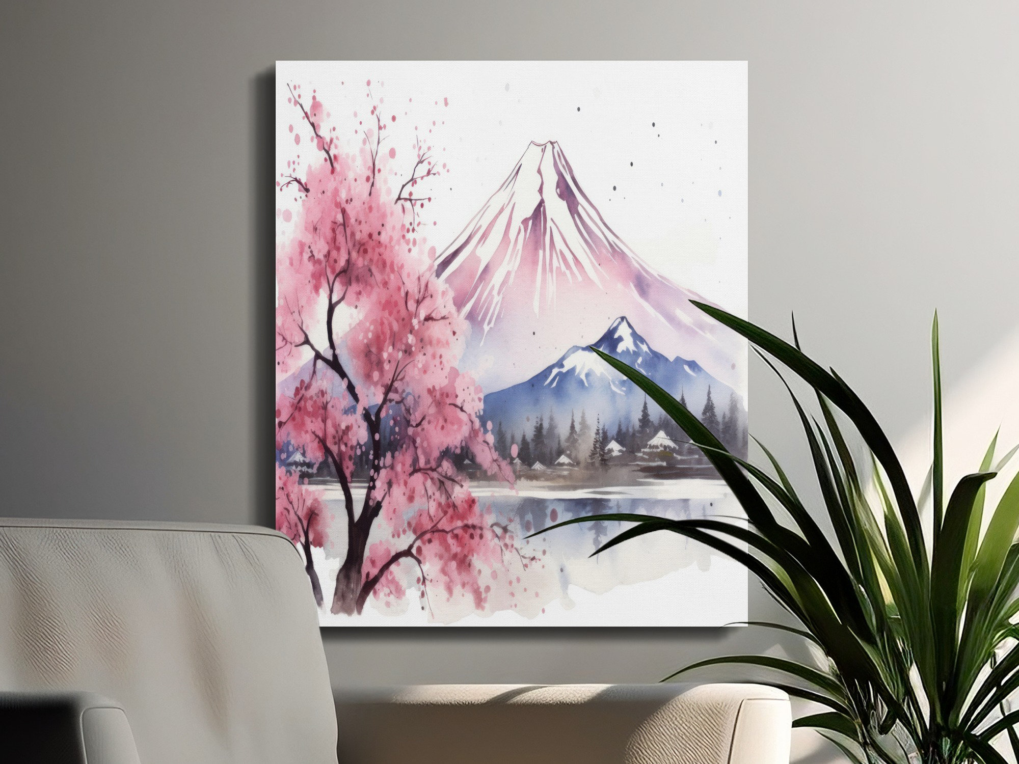 Lark Manor Mount Fuji Cherry Blossom Canvas Wall Art, Japanese ...