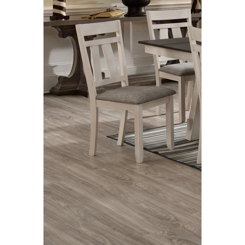 Cottage Style Dining Side Chair 2Pc Set Upholstered Seat Chalk Gray Dining Room Wooden Furniture Transitional Design, Gray