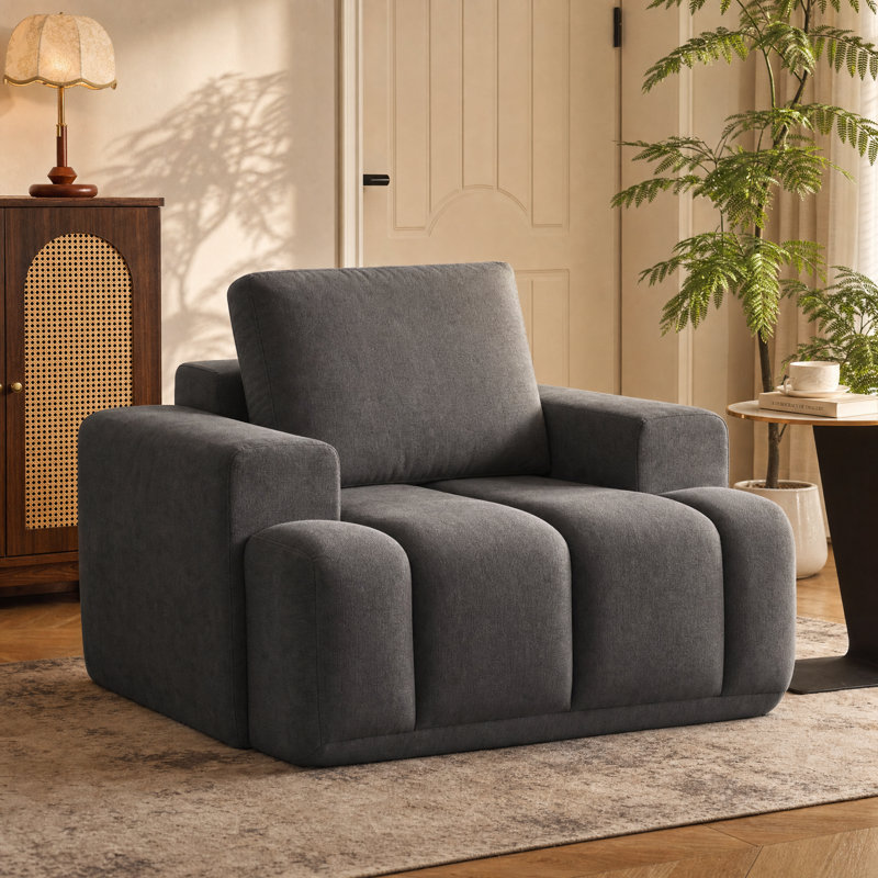 Fauteuil d'appoint surdimensionné de 44 pouces, fauteuil canapé une place en mousse à mémoire de forme avec assise profonde et accoudoirs larges