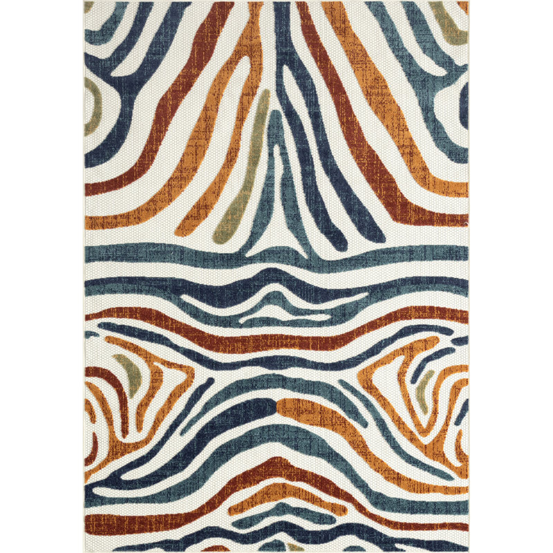 Abani Nedrick HAM200A, imprimé zébré contemporain multicolore, Rectangle 5 pi 3 po x 7 pi 6 po