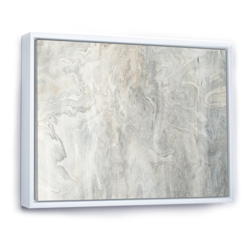 «Liquide Waves In Shades Of Gray», reproduction sur toile flottante, H 24 po x l 36 po x P 1 po, Cadre flottant blanc