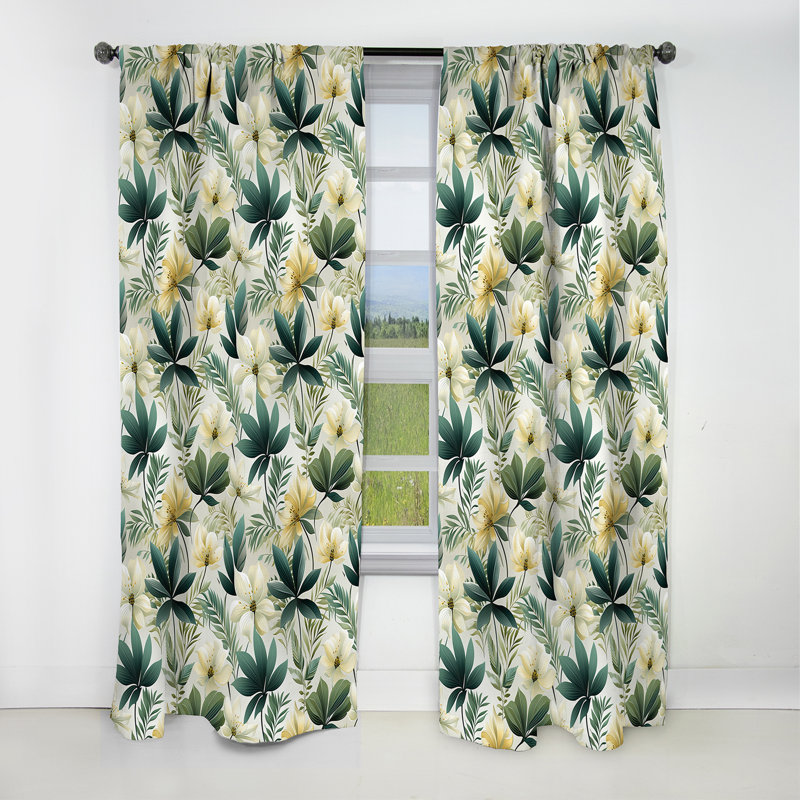Minimaliste motif tropical Flora III - Rideau floral - Rideau occultant floral - 1 panneau, L 52 po x L 108 po