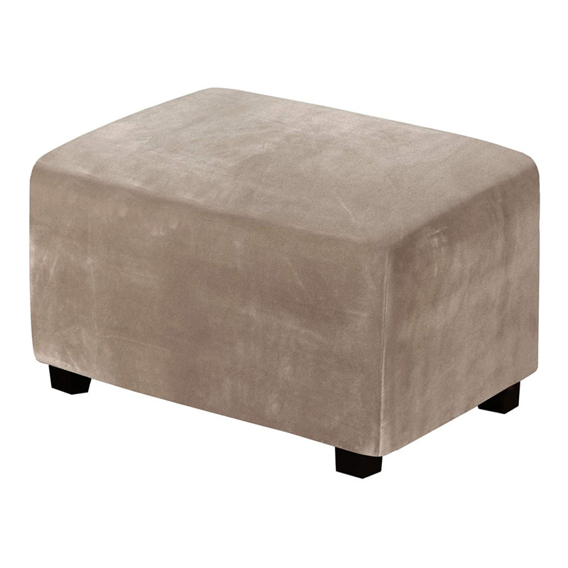 Box Cushion Ottoman Slipcover, 19" H x 36" W x 30" D, Taupe Velvet 
