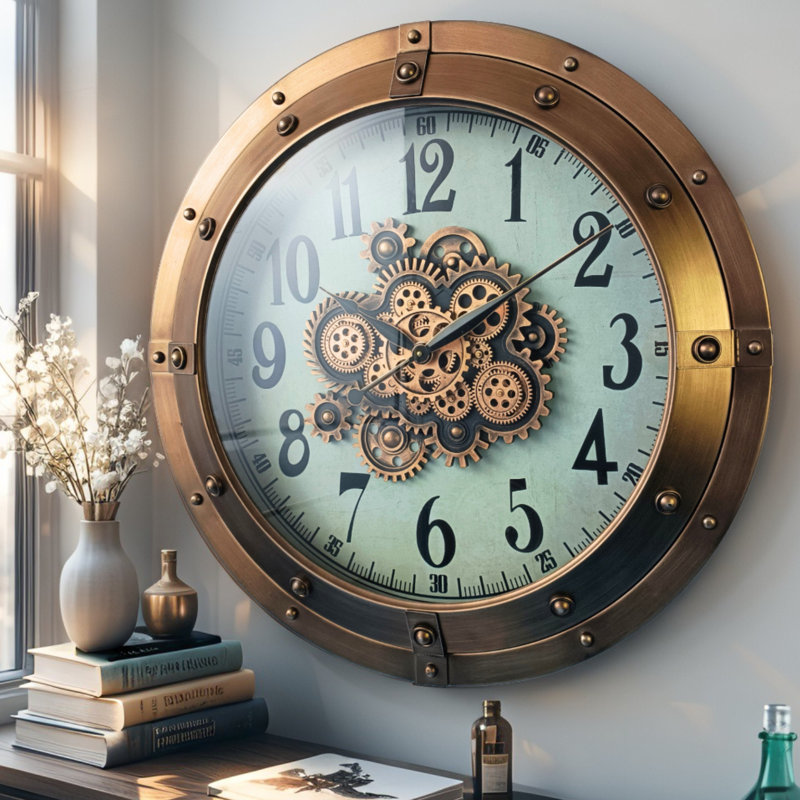 Horloge murale avec engrenages en mouvement réels GE-LI_ 32 po
