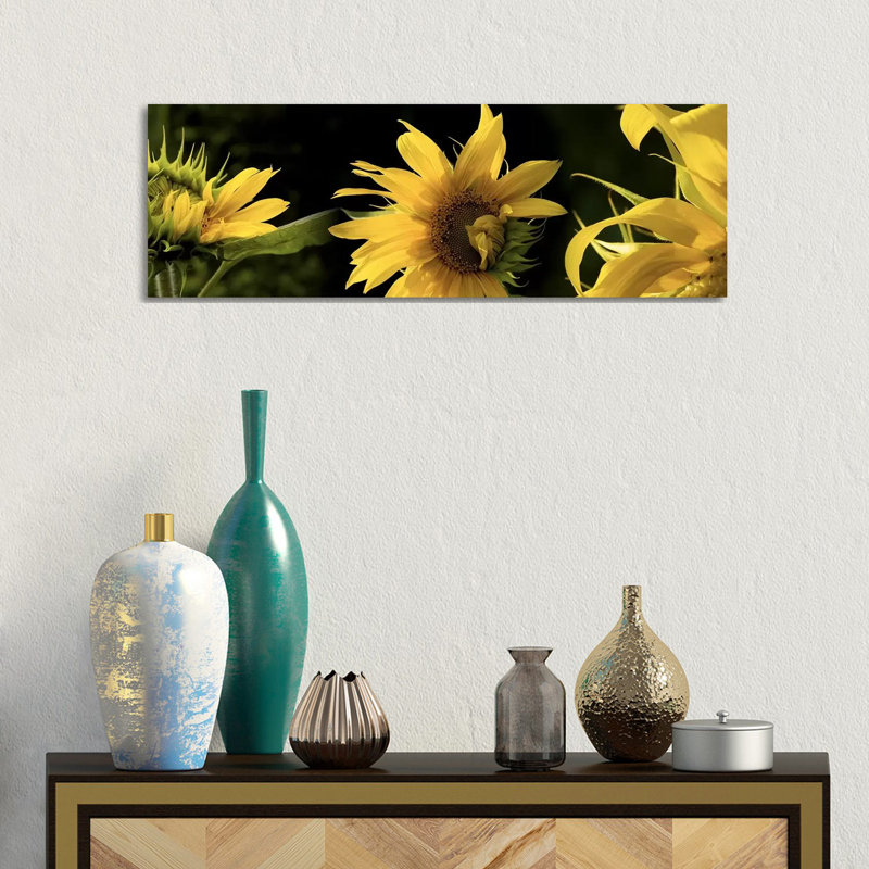 Sunflowers - Wrapped Canvas Panoramic Print, 30.48 cm H x 91.44 cm W x 1.91 cm D