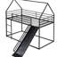 Lit superposé simple en métal - noir, avec construction polyvalente et glissière en métal noir, ergonomique et-130753959