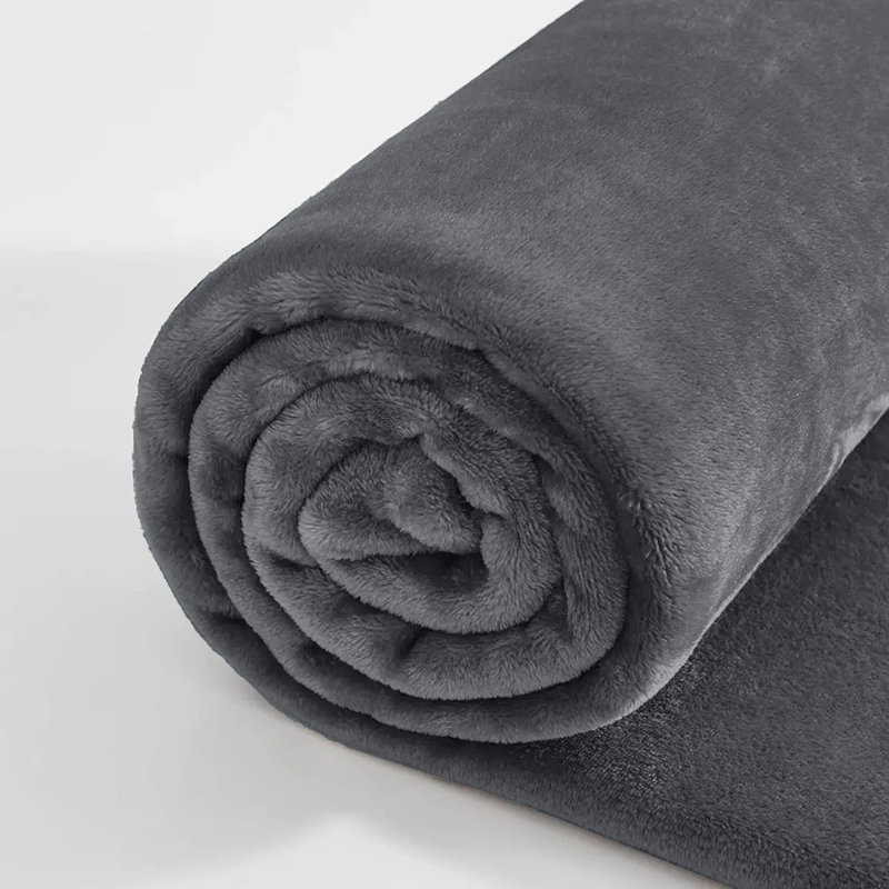 Ultra Soft Plush Faux Fur Reversible Fleece Blanket, 200cm x 240cm, Grey