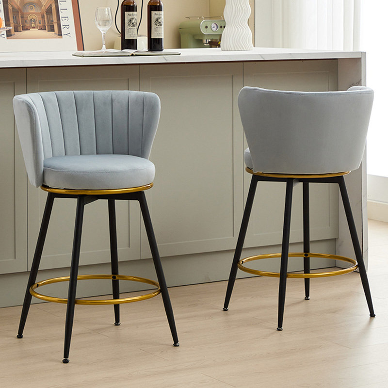Ensemble de 2 tabourets de bar à hauteur de comptoir, pivotant à 360 °, revêtu de velours pour plus de confort et de style
