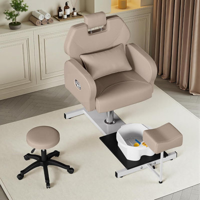 Pedicure Chair With Stool Massage Foot Bath,360 Degree Swivel Foot Spa Chair, Hydraulic Pedicure Chair For Massage Shop,Black