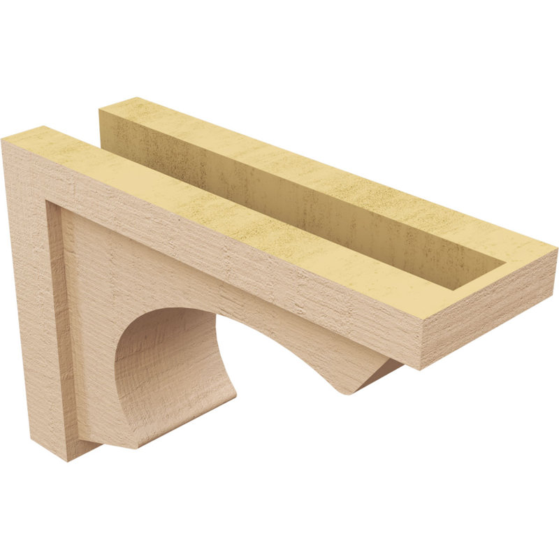 5"W x 15"D x 10"H Classic Emerson Rough Cedar Woodgrain TimberThane Corbel, Primed Tan, 10" H x 5" W x 15" D