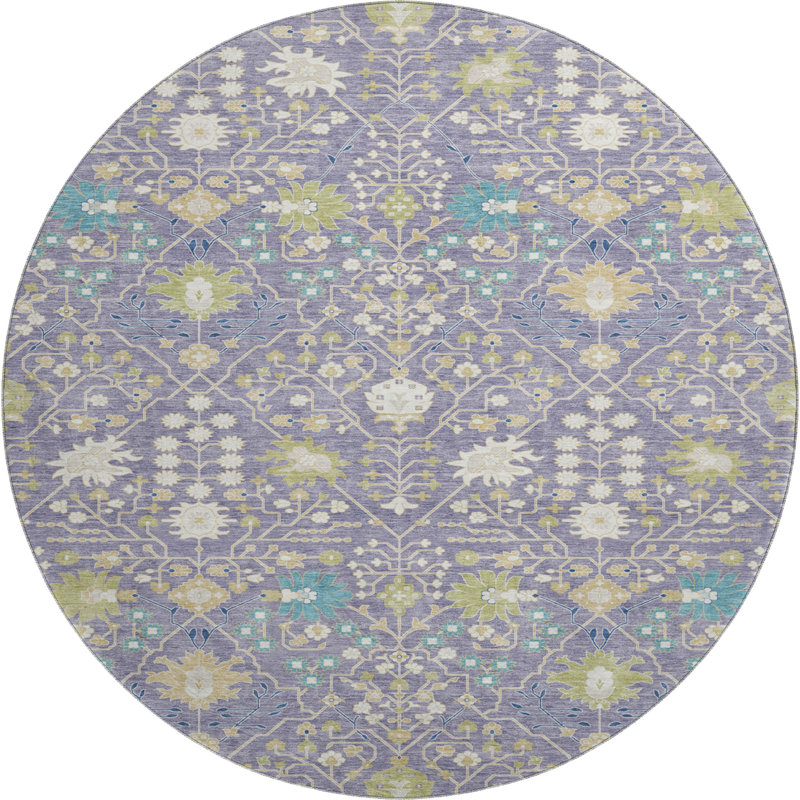 Premium Machine Washable Guada AMF1009 Oriental Rug, Round 8'