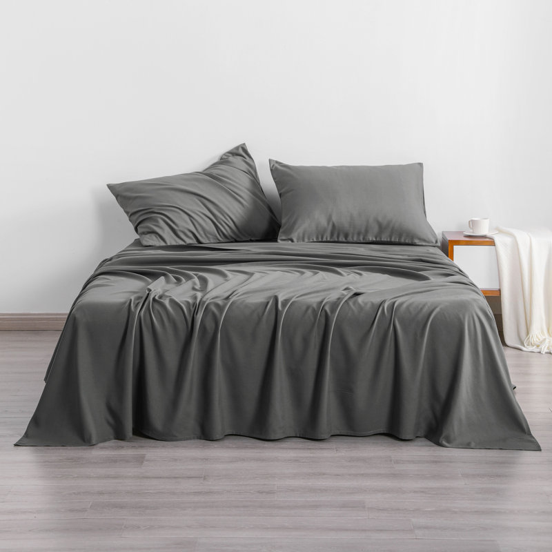 3PC 1800 Series Soft Microfiber Sheet Set, Twin Sheet Set with 1 Pillowcase, Dark Gray